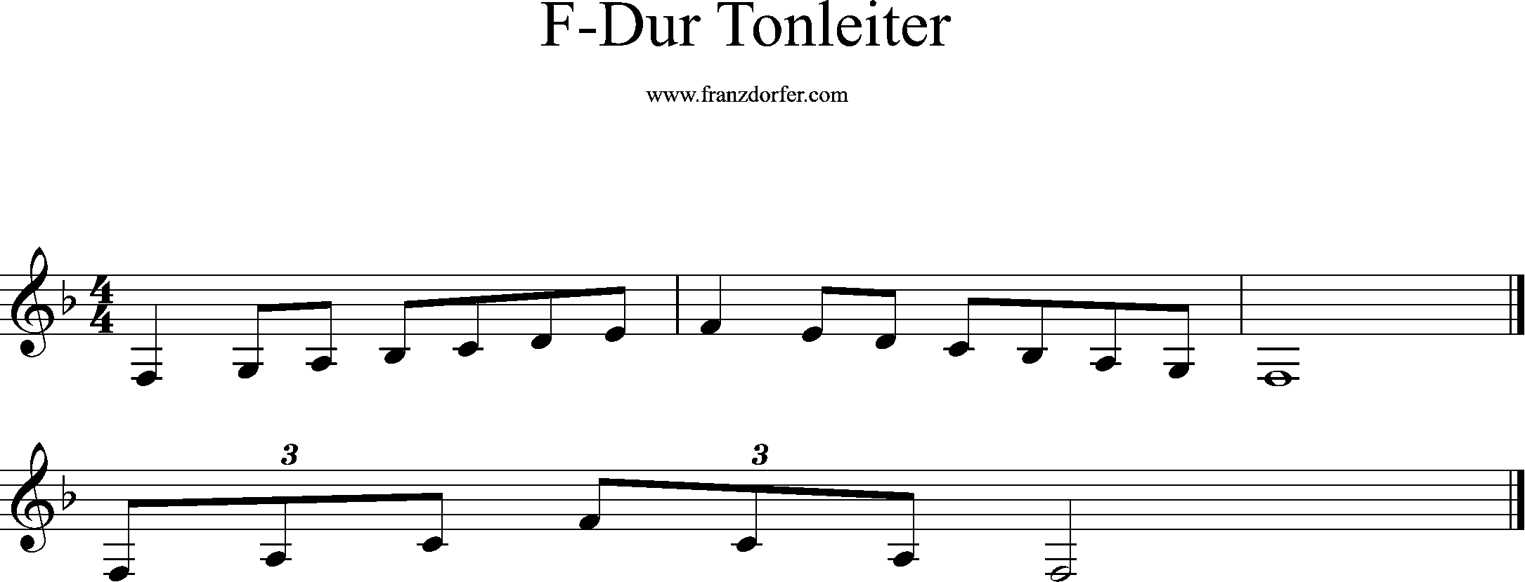 f-dur, tonleiter, tirf, violinschlüssel, 1oktav